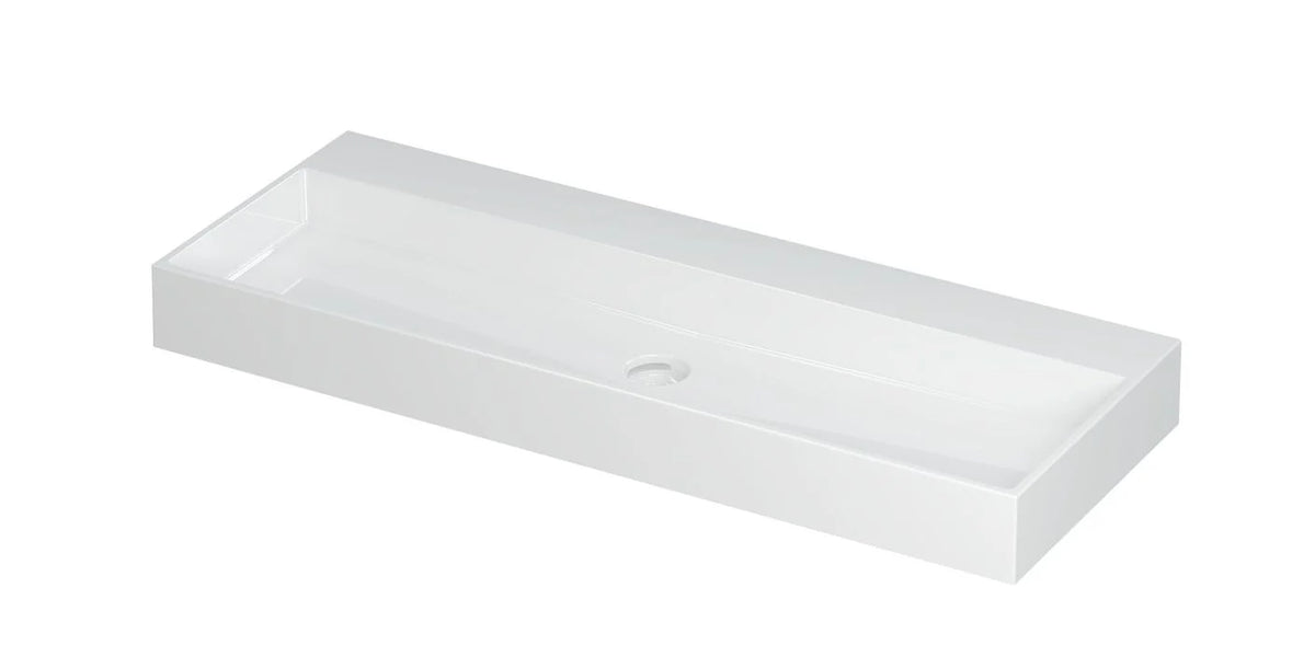 Ink United wastafel - porselein met 1 kraangat incl. porseleinen click plug en verborgen overloop systeem - Glans Wit - 120x45 cm - 0206091