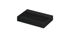 Ink United wastafel - porselein met 1 kraangat incl. porseleinen click plug en verborgen overloop systeem - Mat Zwart - 70x45 cm - 0206034