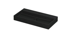 Ink United wastafel - porselein met 1 kraangat incl. porseleinen click plug en verborgen overloop systeem - Mat Zwart - 90x45 cm - 0206054