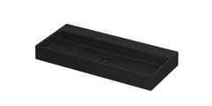 Ink United wastafel - porselein zonder kraangat incl. porseleinen click plug en verborgen overloop systeem - Mat Zwart - 100x45 cm - 0206064