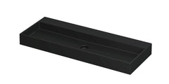 Ink United wastafel - porselein zonder kraangat incl. porseleinen click plug en verborgen overloop systeem - Mat Zwart - 120x45 cm - 0206094