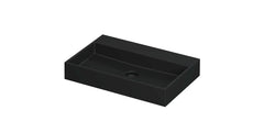 Ink United wastafel - porselein zonder kraangat incl. porseleinen click plug en verborgen overloop systeem - Mat Zwart - 70x45 cm - 0206024