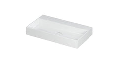 Ink United wastafel - porselein zonder kraangat incl. porseleinen click plug en verborgen overloop systeem - Glans Wit - 80x45x11cm  - 0206161