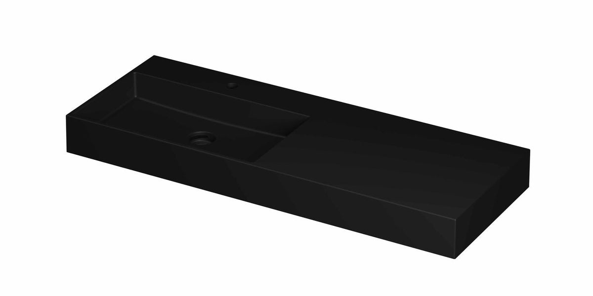 Ink United wastafel links porselein 120x45cm - 1 kraangat - Mat Zwart - 0206454