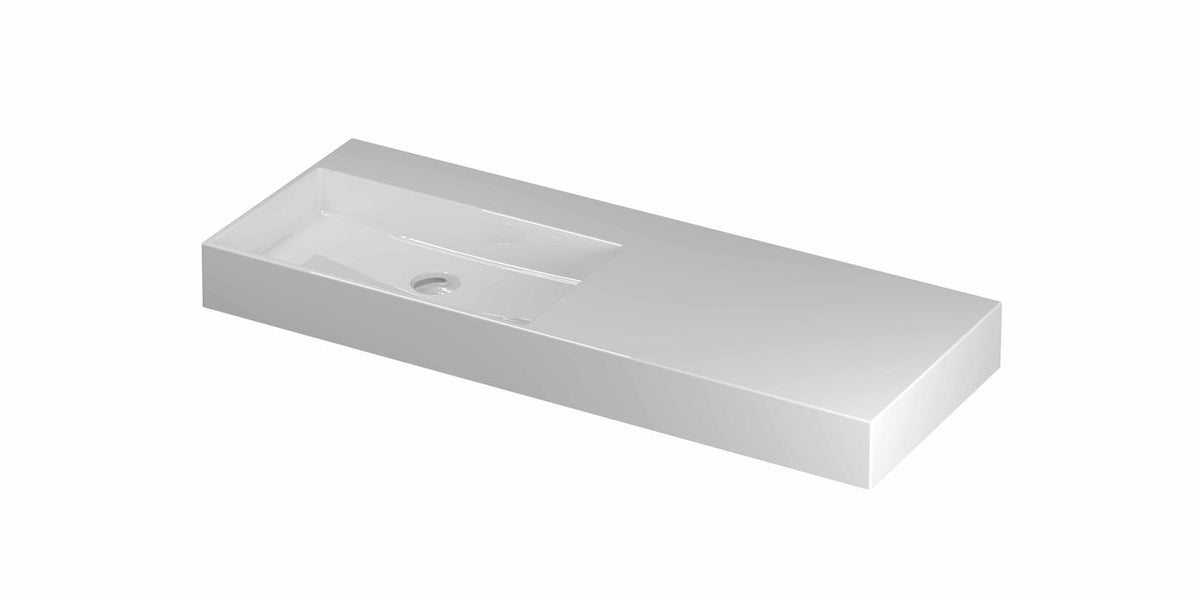 Ink United wastafel links porselein 120x45cm - zonder kraangat - Glans Wit - 0206441