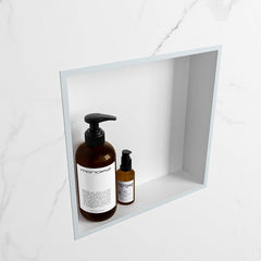 MONDIAZ EASY Nis 29,5x29,5cm in solid surface kleur Clay | Talc. 1 vak  geschikt voor in- of opbouw