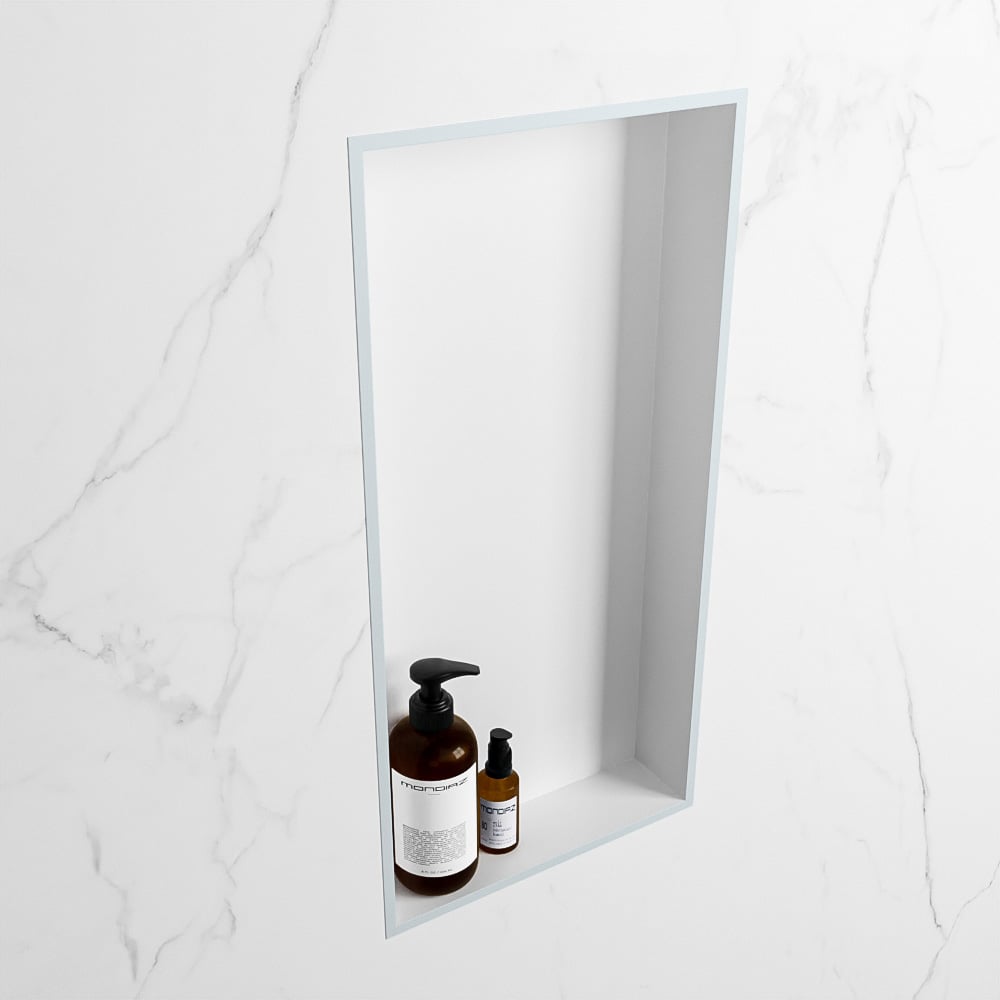 MONDIAZ EASY Nis 59,5x29,5cm in solid surface kleur Clay | Talc. 1 vak  geschikt voor in- of opbouw