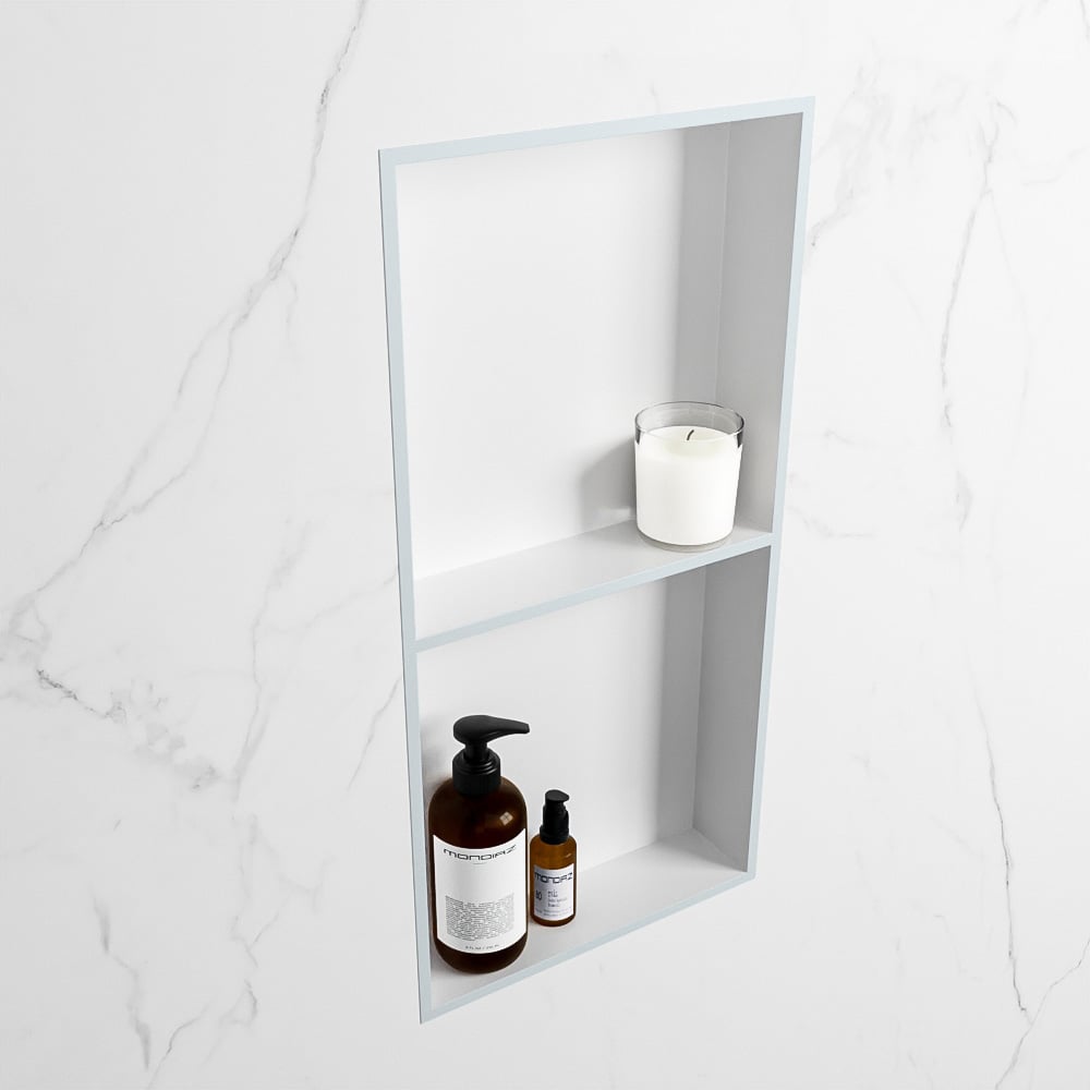 MONDIAZ EASY Nis 59,5x29,5cm in solid surface kleur Clay | Talc. 2 vakken geschikt voor in- of opbouw