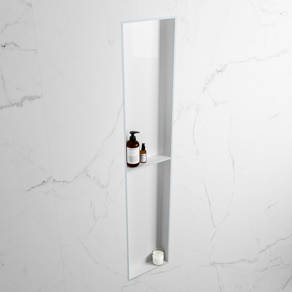 MONDIAZ EASY Nis 89,5x29,5cm in solid surface kleur Clay | Talc. 2 vakken geschikt voor in- of opbouw