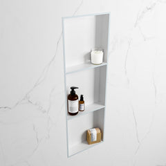 MONDIAZ EASY Nis 89,5x29,5cm in solid surface kleur Clay | Talc. 3 vakken  geschikt voor in- of opbouw