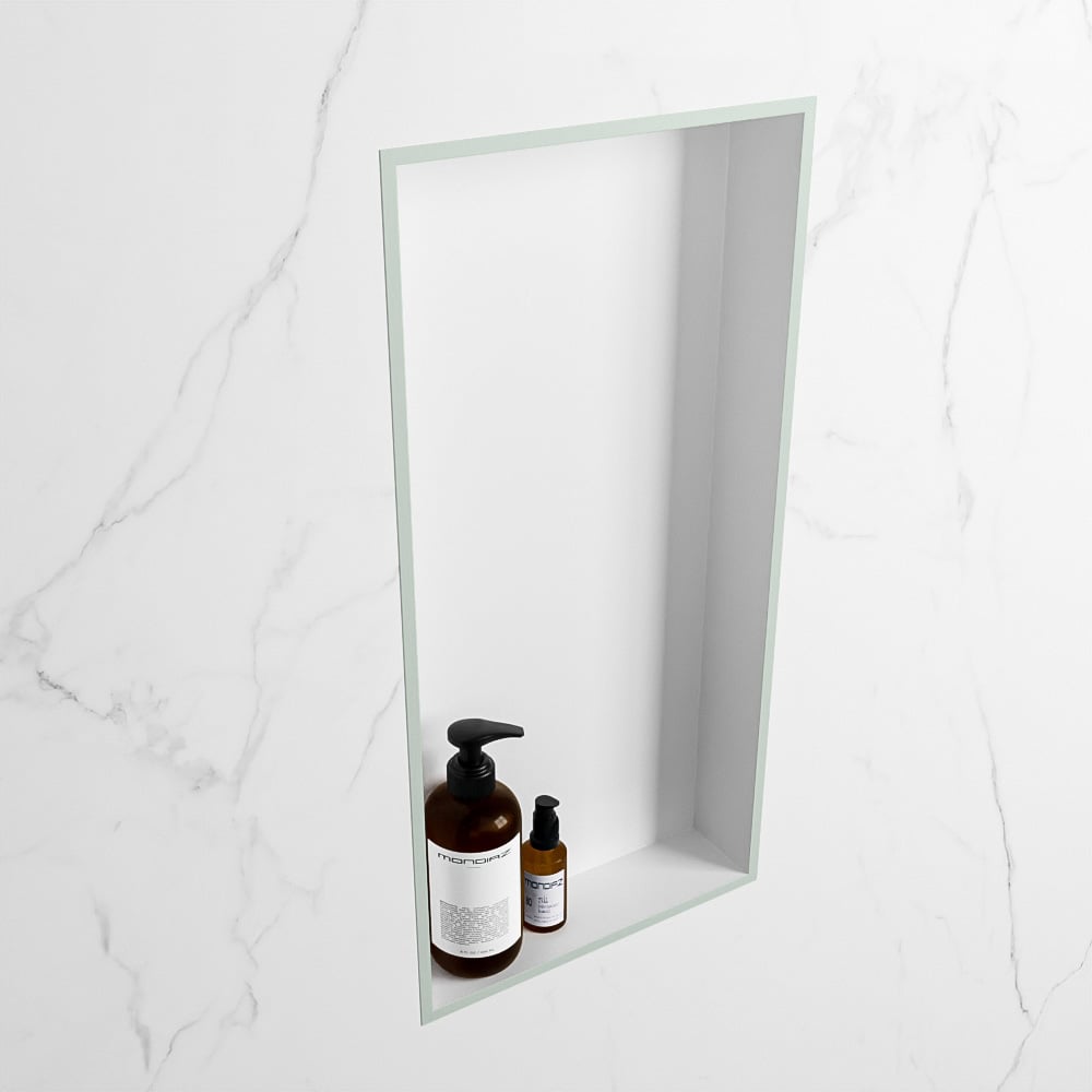 MONDIAZ EASY Nis 59,5x29,5cm in solid surface kleur Greey | Talc. 1 vak  geschikt voor in- of opbouw