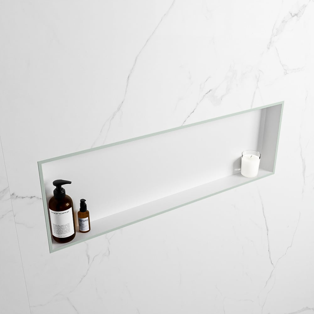 MONDIAZ EASY Nis 89,5x29,5cm in solid surface kleur Greey | Talc. 1 vak  geschikt voor in- of opbouw