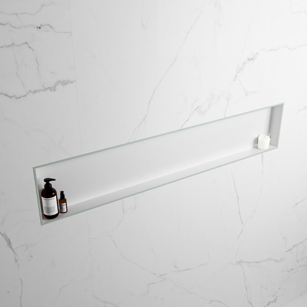 MONDIAZ EASY Nis 149,5x29,5cm in solid surface kleur Greey | Talc. 1 vak  geschikt voor in- of opbouw