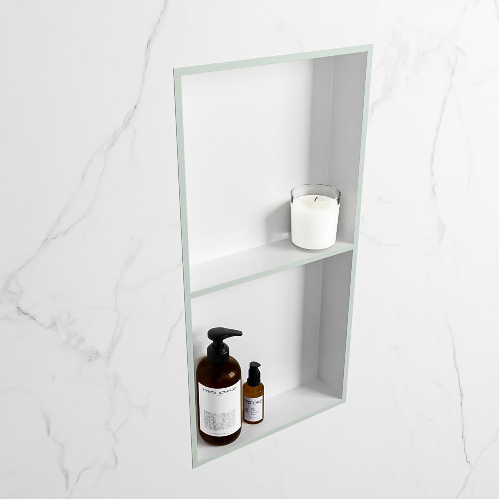 MONDIAZ EASY Nis 59,5x29,5cm in solid surface kleur Greey | Talc. 2 vakken geschikt voor in- of opbouw