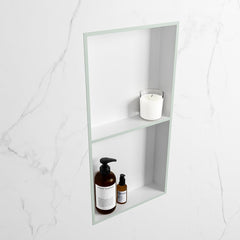 MONDIAZ EASY Nis 59,5x29,5cm in solid surface kleur Greey | Talc. 2 vakken geschikt voor in- of opbouw