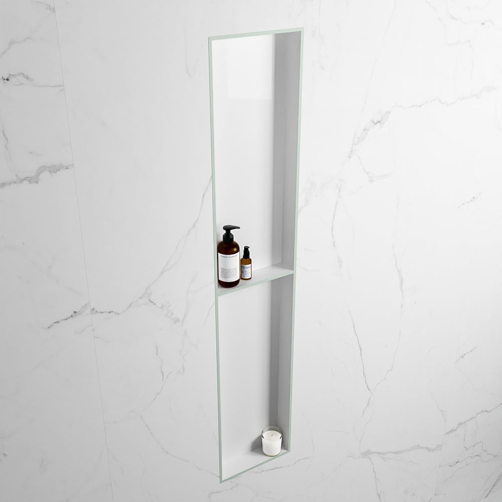 MONDIAZ EASY Nis 89,5x29,5cm in solid surface kleur Greey | Talc. 2 vakken geschikt voor in- of opbouw