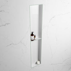 MONDIAZ EASY Nis 89,5x29,5cm in solid surface kleur Greey | Talc. 2 vakken geschikt voor in- of opbouw