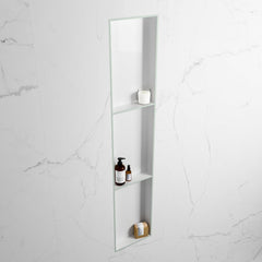 MONDIAZ EASY Nis 149,5x29,5cm in solid surface kleur Greey | Talc. 3 vakken  geschikt voor in- of opbouw