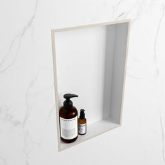 MONDIAZ EASY Nis 44,5x29,5cm in solid surface kleur Linen | Talc. 1 vak  geschikt voor in- of opbouw