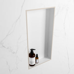 MONDIAZ EASY Nis 59,5x29,5cm in solid surface kleur Linen | Talc. 1 vak  geschikt voor in- of opbouw