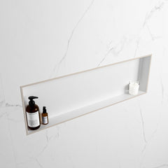 MONDIAZ EASY Nis 89,5x29,5cm in solid surface kleur Linen | Talc. 1 vak  geschikt voor in- of opbouw