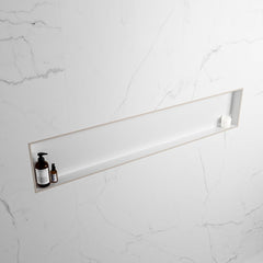 MONDIAZ EASY Nis 149,5x29,5cm in solid surface kleur Linen | Talc. 1 vak  geschikt voor in- of opbouw