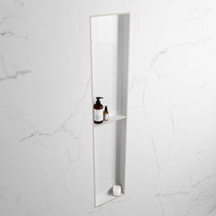 MONDIAZ EASY Nis 89,5x29,5cm in solid surface kleur Linen | Talc. 2 vakken geschikt voor in- of opbouw