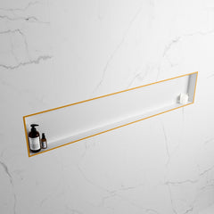 MONDIAZ EASY Nis 149,5x29,5cm in solid surface kleur Ocher | Talc. 1 vak  geschikt voor in- of opbouw