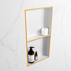 MONDIAZ EASY Nis 59,5x29,5cm in solid surface kleur Ocher | Talc. 2 vakken geschikt voor in- of opbouw
