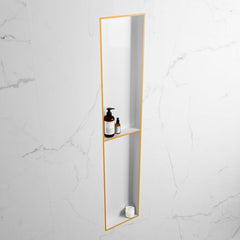 MONDIAZ EASY Nis 89,5x29,5cm in solid surface kleur Ocher | Talc. 2 vakken geschikt voor in- of opbouw