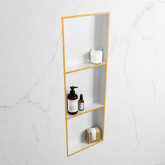 MONDIAZ EASY Nis 89,5x29,5cm in solid surface kleur Ocher | Talc. 3 vakken  geschikt voor in- of opbouw