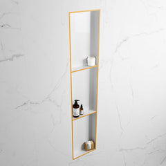 MONDIAZ EASY Nis 149,5x29,5cm in solid surface kleur Ocher | Talc. 3 vakken  geschikt voor in- of opbouw