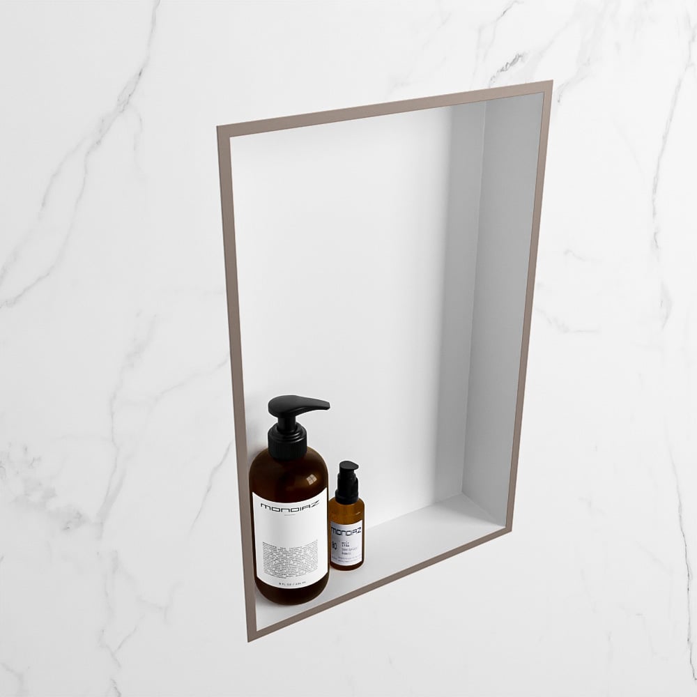 MONDIAZ EASY Nis 44,5x29,5cm in solid surface kleur Smoke | Talc. 1 vak  geschikt voor in- of opbouw