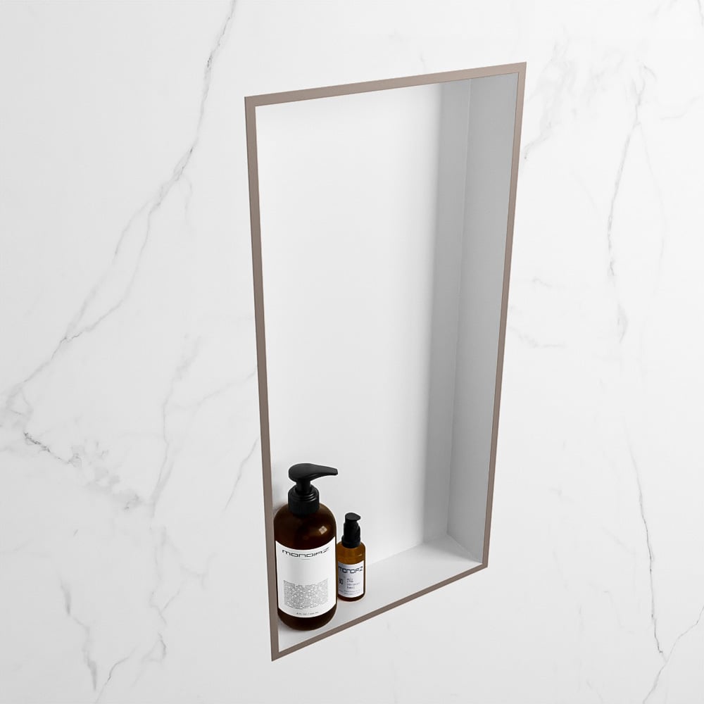 MONDIAZ EASY Nis 59,5x29,5cm in solid surface kleur Smoke | Talc. 1 vak  geschikt voor in- of opbouw