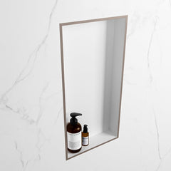 MONDIAZ EASY Nis 59,5x29,5cm in solid surface kleur Smoke | Talc. 1 vak  geschikt voor in- of opbouw