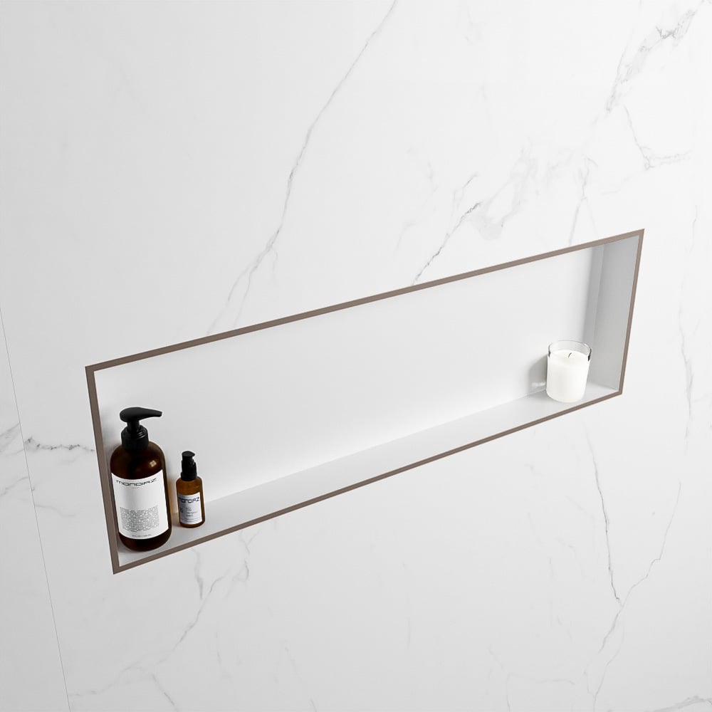MONDIAZ EASY Nis 89,5x29,5cm in solid surface kleur Smoke | Talc. 1 vak  geschikt voor in- of opbouw