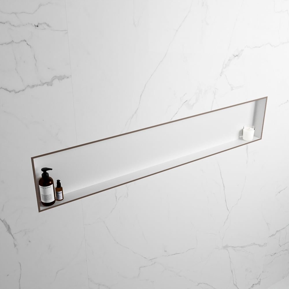 MONDIAZ EASY Nis 149,5x29,5cm in solid surface kleur Smoke | Talc. 1 vak  geschikt voor in- of opbouw