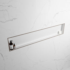 MONDIAZ EASY Nis 149,5x29,5cm in solid surface kleur Smoke | Talc. 1 vak  geschikt voor in- of opbouw