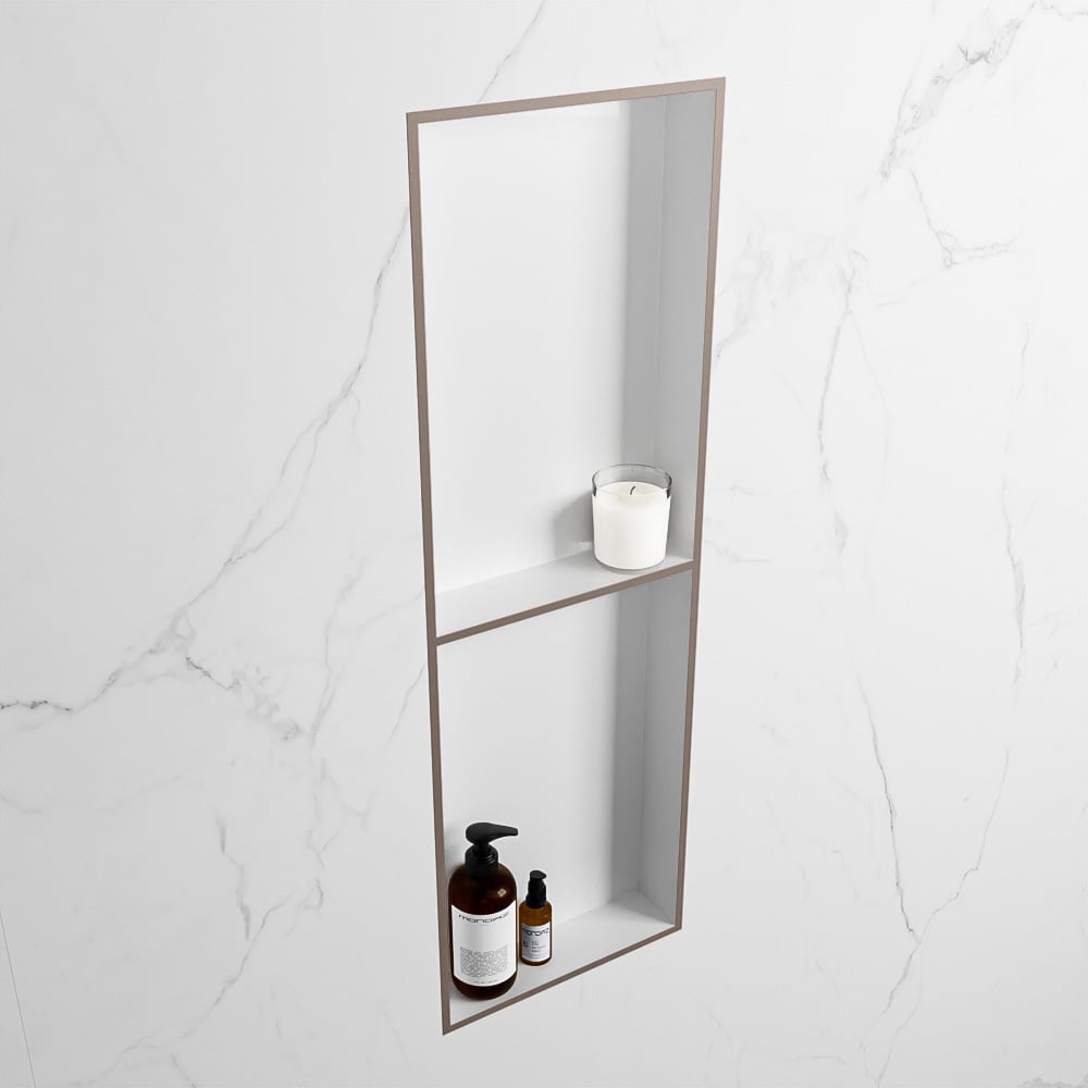 MONDIAZ EASY Nis 149,5x29,5cm in solid surface kleur Smoke | Talc. 2 vakken geschikt voor in- of opbouw