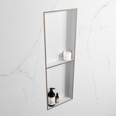 MONDIAZ EASY Nis 149,5x29,5cm in solid surface kleur Smoke | Talc. 2 vakken geschikt voor in- of opbouw