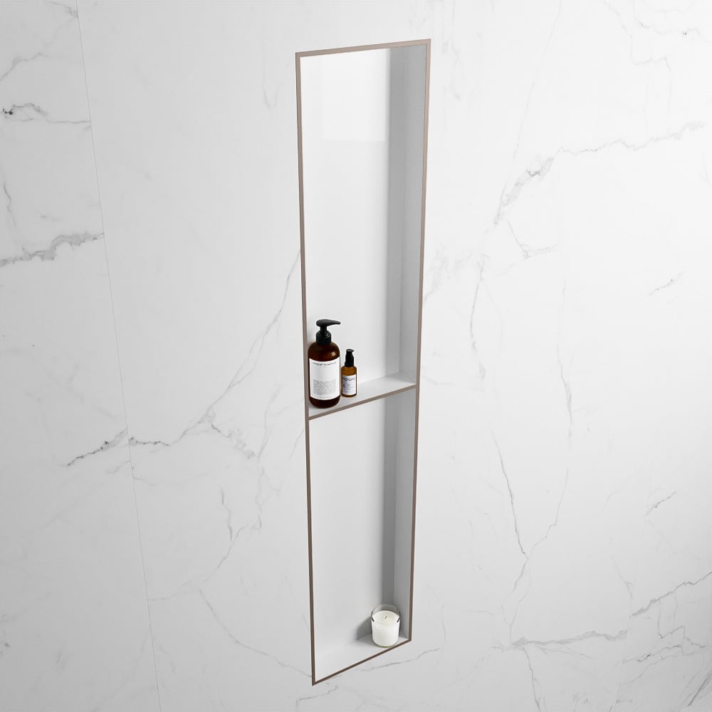 MONDIAZ EASY Nis 89,5x29,5cm in solid surface kleur Smoke | Talc. 2 vakken geschikt voor in- of opbouw