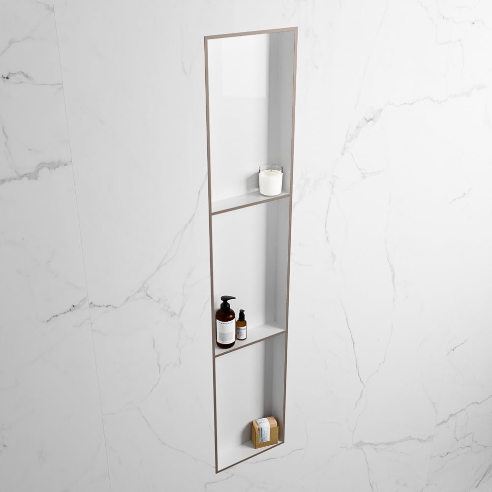 MONDIAZ EASY Nis 149,5x29,5cm in solid surface kleur Smoke | Talc. 3 vakken  geschikt voor in- of opbouw
