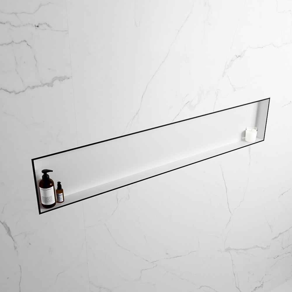 MONDIAZ EASY Nis 149,5x29,5cm in solid surface kleur Urban | Talc. 1 vak  geschikt voor in- of opbouw