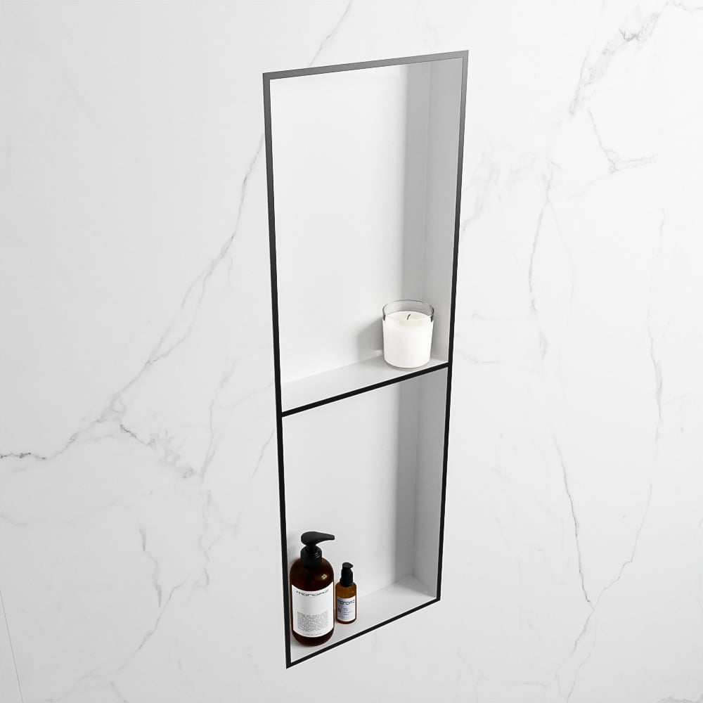 MONDIAZ EASY Nis 149,5x29,5cm in solid surface kleur Urban | Talc. 2 vakken geschikt voor in- of opbouw