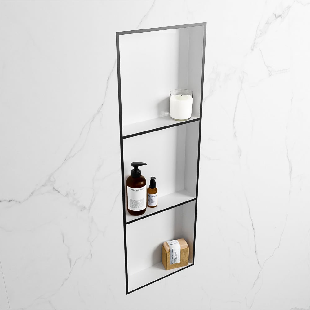 MONDIAZ EASY Nis 89,5x29,5cm in solid surface kleur Urban | Talc. 3 vakken  geschikt voor in- of opbouw