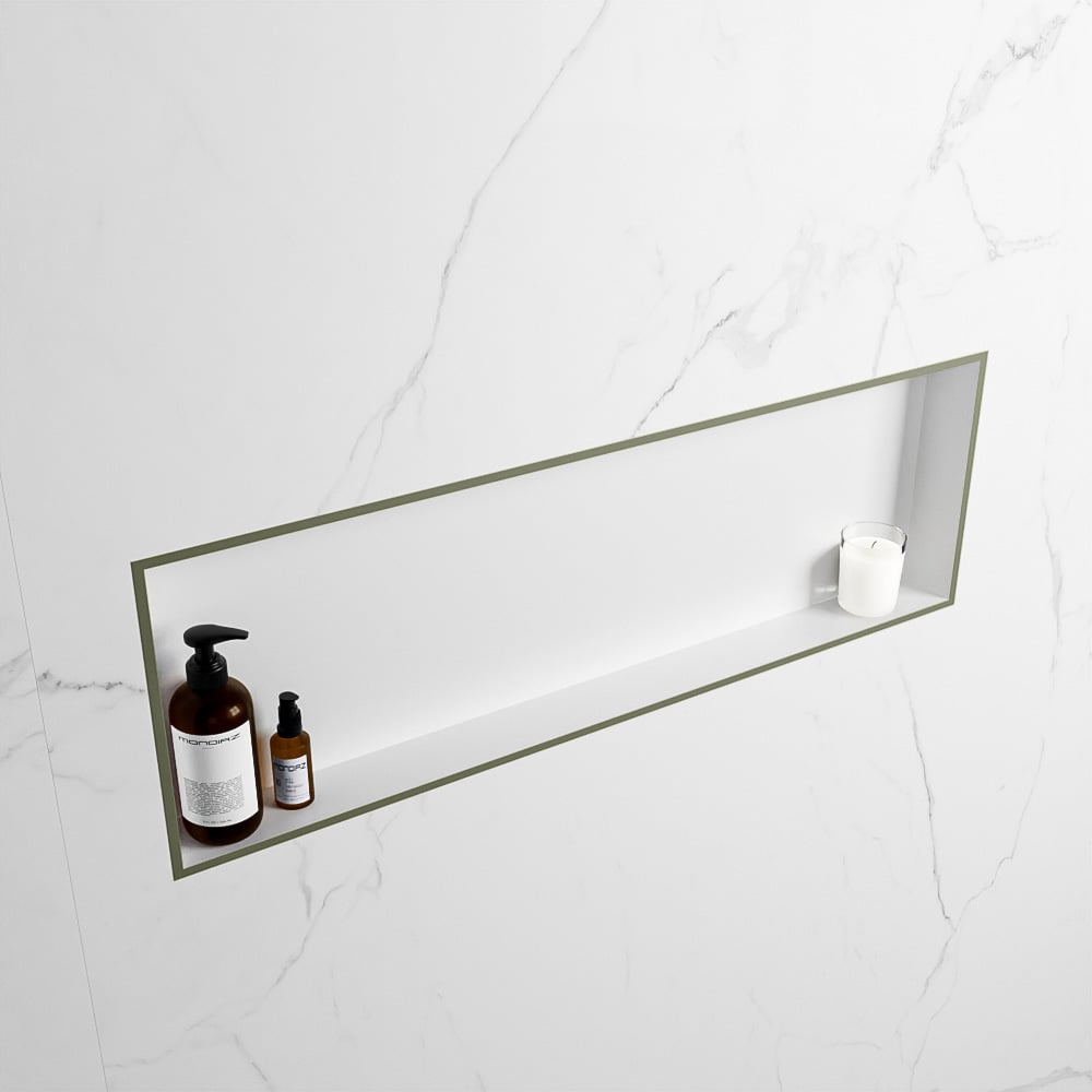 MONDIAZ EASY Nis 89,5x29,5cm in solid surface kleur Army | Talc. 1 vak  geschikt voor in- of opbouw