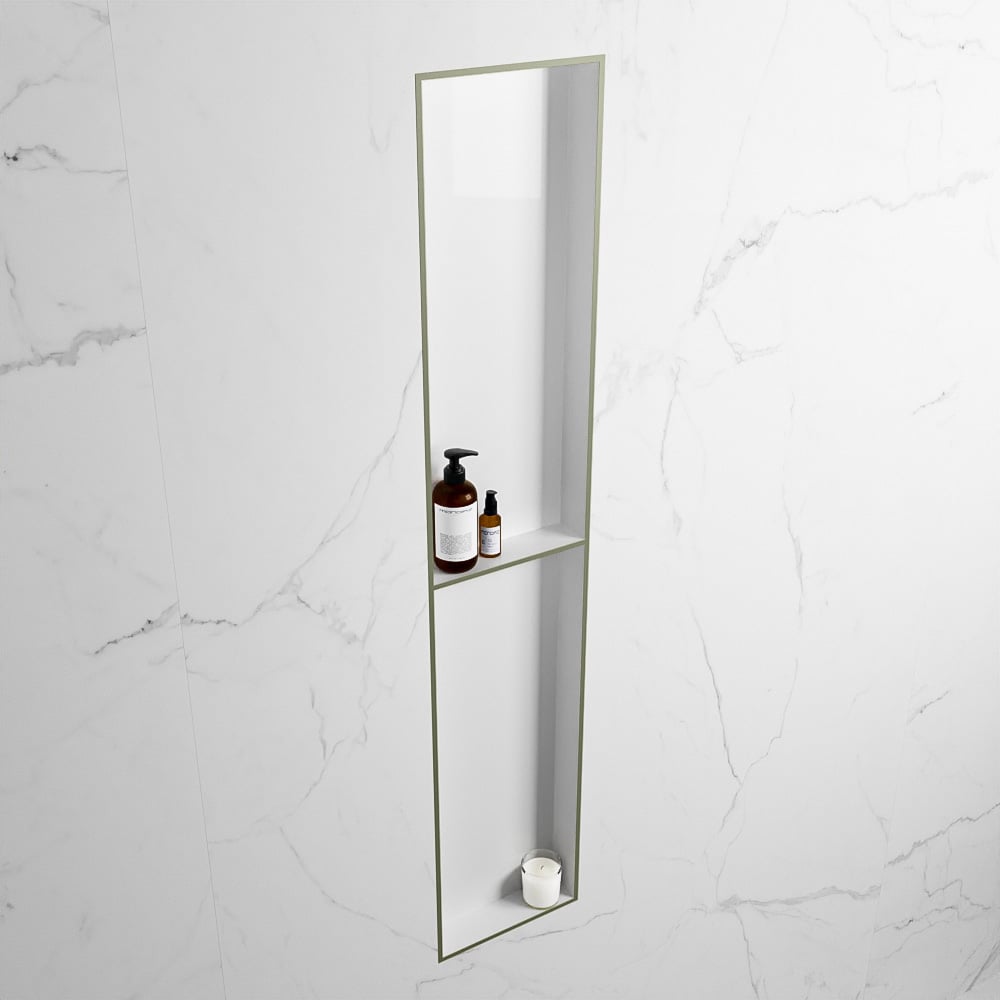 MONDIAZ EASY Nis 89,5x29,5cm in solid surface kleur Army | Talc. 2 vakken geschikt voor in- of opbouw