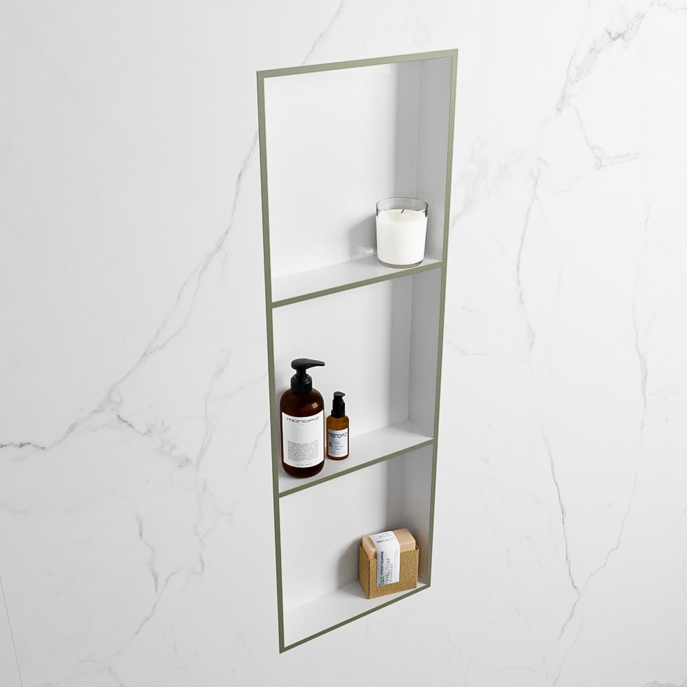 MONDIAZ EASY Nis 89,5x29,5cm in solid surface kleur Army | Talc. 3 vakken  geschikt voor in- of opbouw