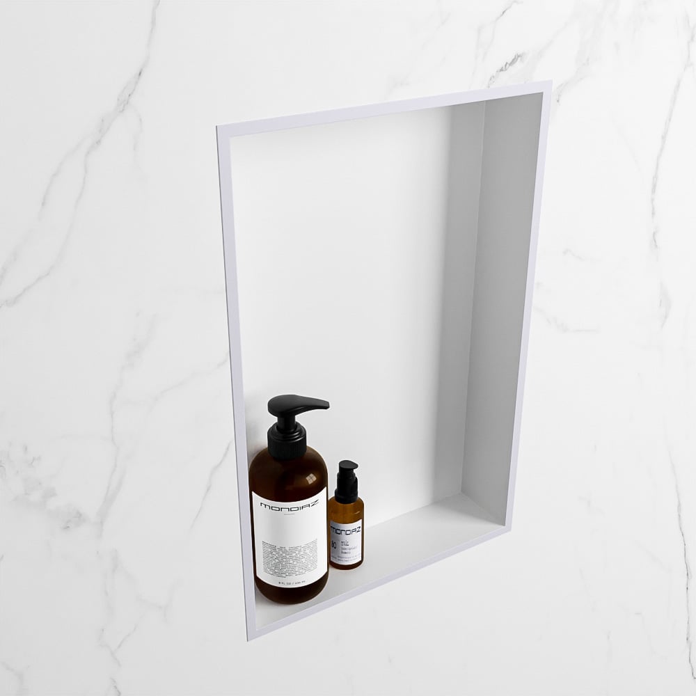 MONDIAZ EASY Nis 44,5x29,5cm in solid surface kleur Cale | Talc. 1 vak  geschikt voor in- of opbouw