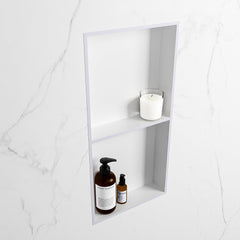 MONDIAZ EASY Nis 59,5x29,5cm in solid surface kleur Cale | Talc. 2 vakken geschikt voor in- of opbouw